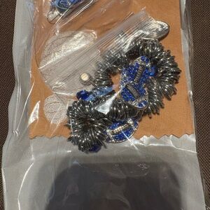 Football- Chic Silver and Blue Bracelet with Earrings